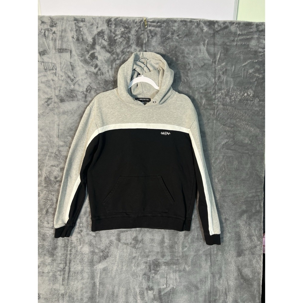 Maniere De Voir MDV Mens Colorblock Pullover Hoodie Grey Black White Size L